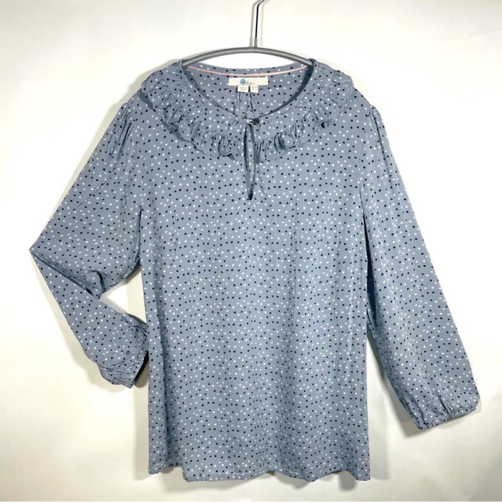 BODEN blouse - pale blue with ruffle collar - size US 6
